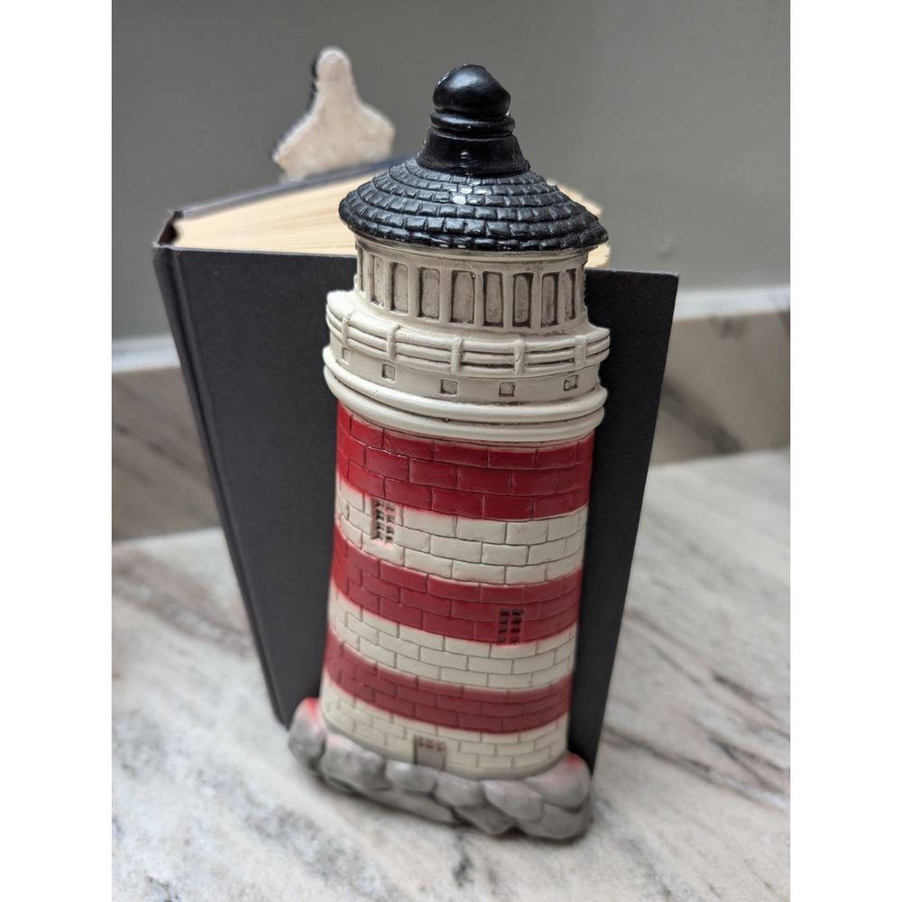 Resin Lighthouse Nautical Book 3D Effect Striped Red White Black - Picture 4 of 4